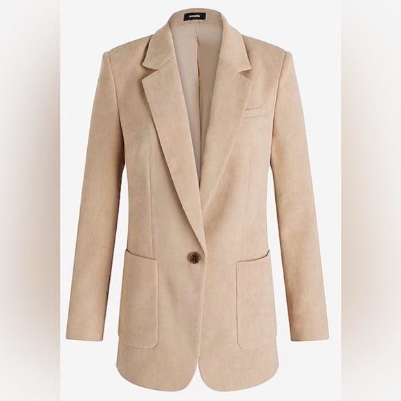 Express Corduroy Cinched Boyfriend Blazer - Picture 6 of 11